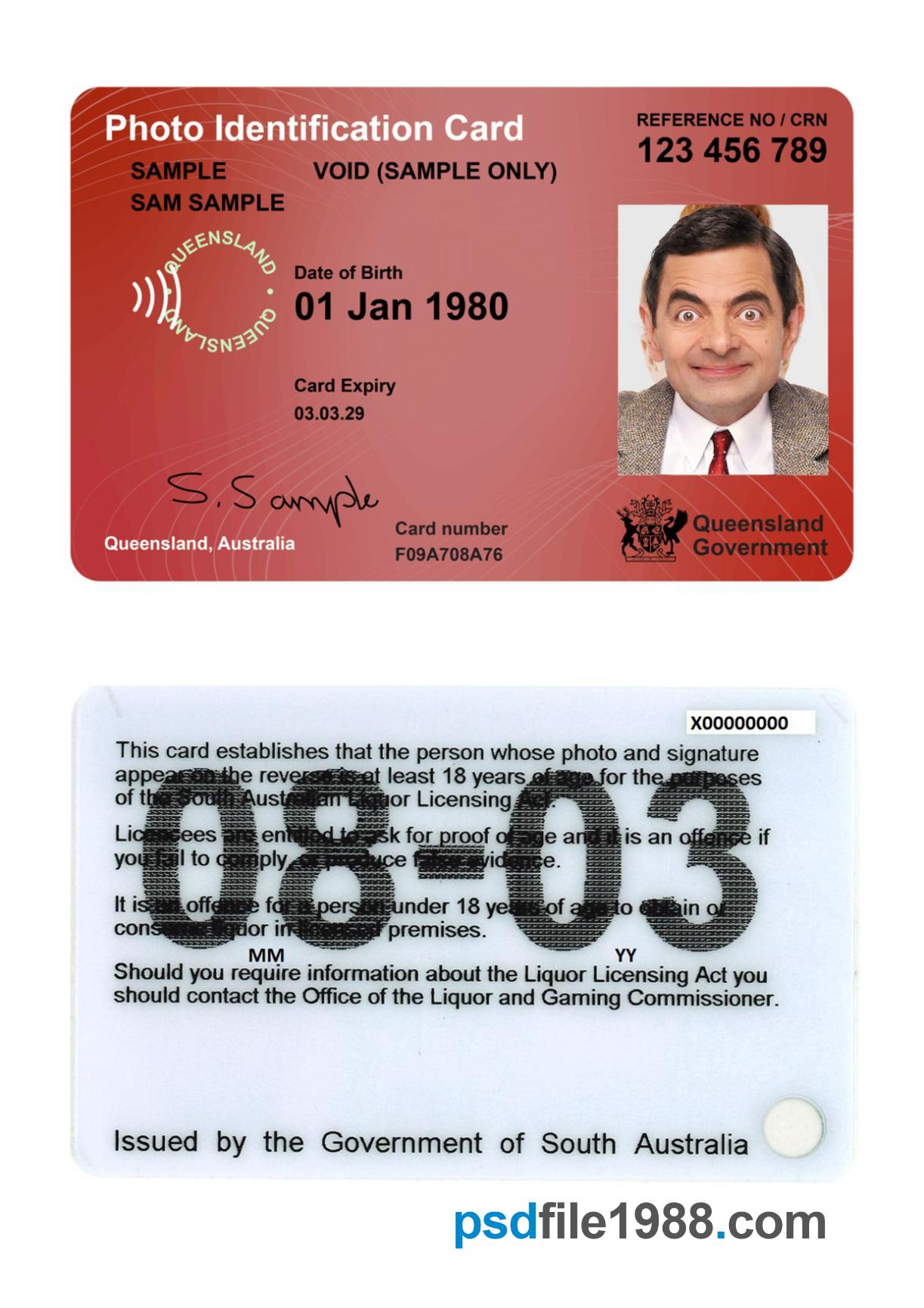Australia Queensland Proof of Age Photo Card